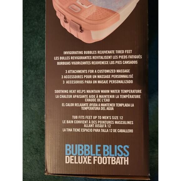 NIB Homedics Bubble Bliss Deluxe Foot Bath-Pink Foot Spa - Picture 2 of 6